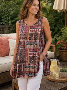 J.Jill | Women's Medium | Sleeveless Tunic Style with Flowy One Tier Hem